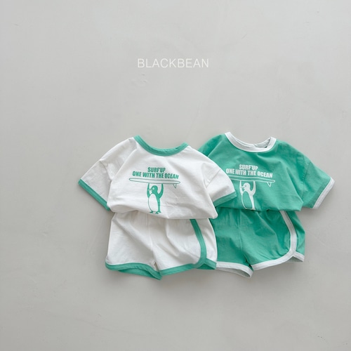 【予約　2024 summer】kids：penguin set〔ペンギンセットアップ〕　black bean