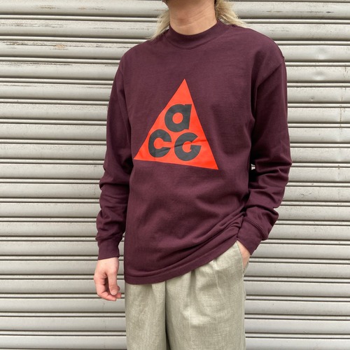 NIKE ACG 三つ目ロゴ長袖Tシャツ バーガンディ S 旧ロゴ