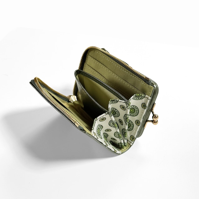 がま口ポーチのお財布 【マスカット】