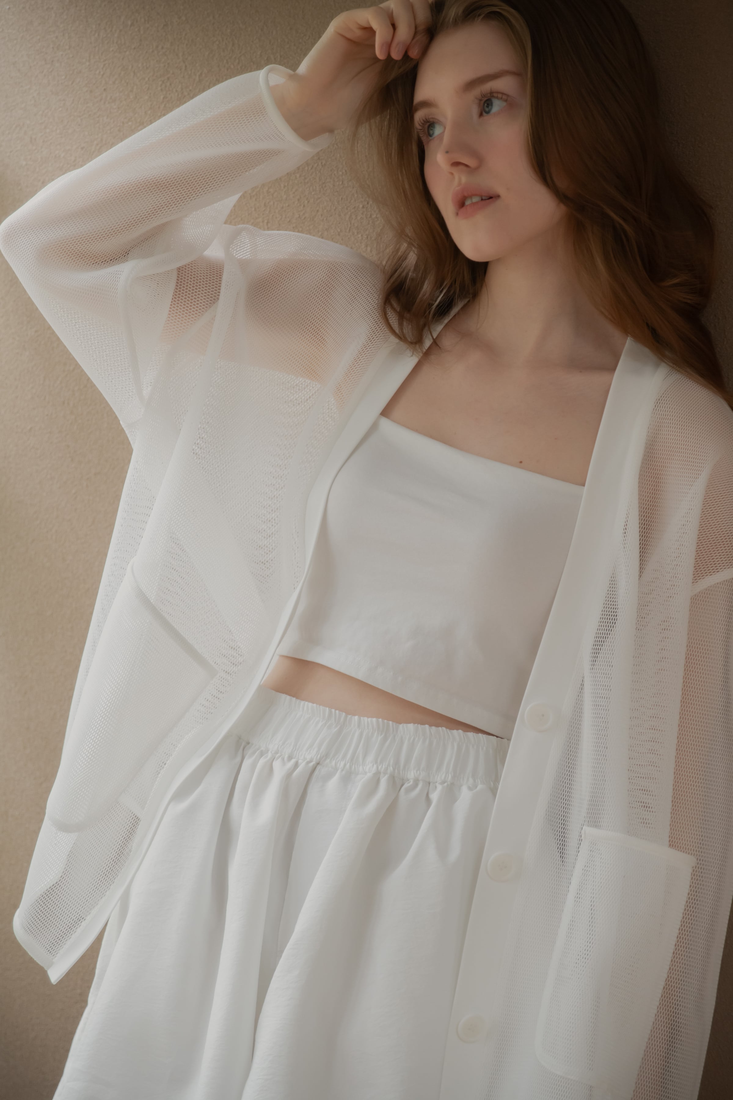 【美品】Pois ポワ　ダブルメッシュカーディガン ホワイト　アイボリー pois ダブルメッシュカーディガン White - メルカリ