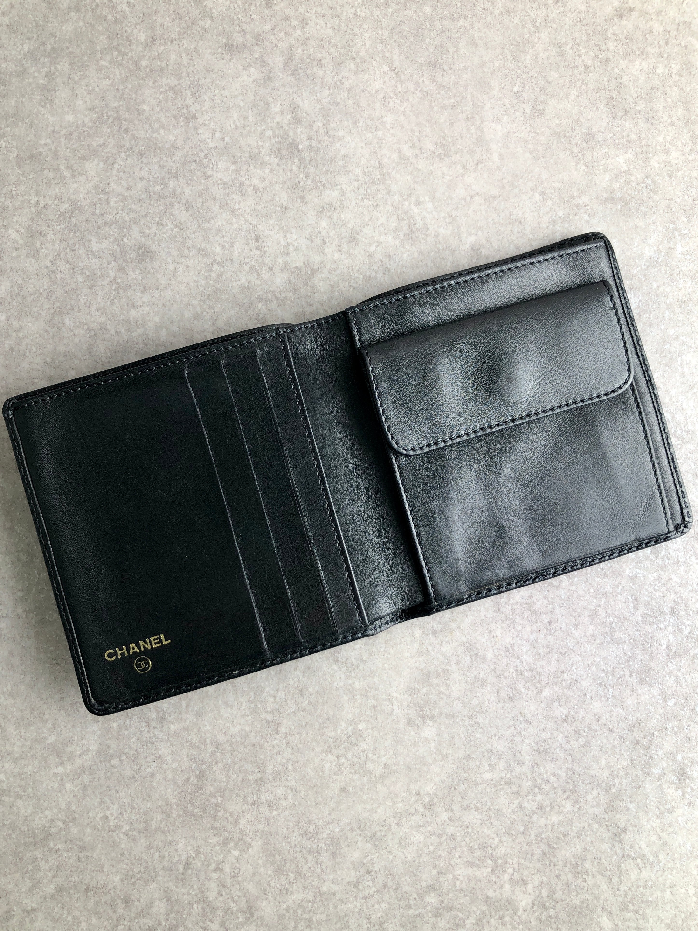 CHANEL シャネル 財布 ブラック ココマーク レザー 2つ折り vintage