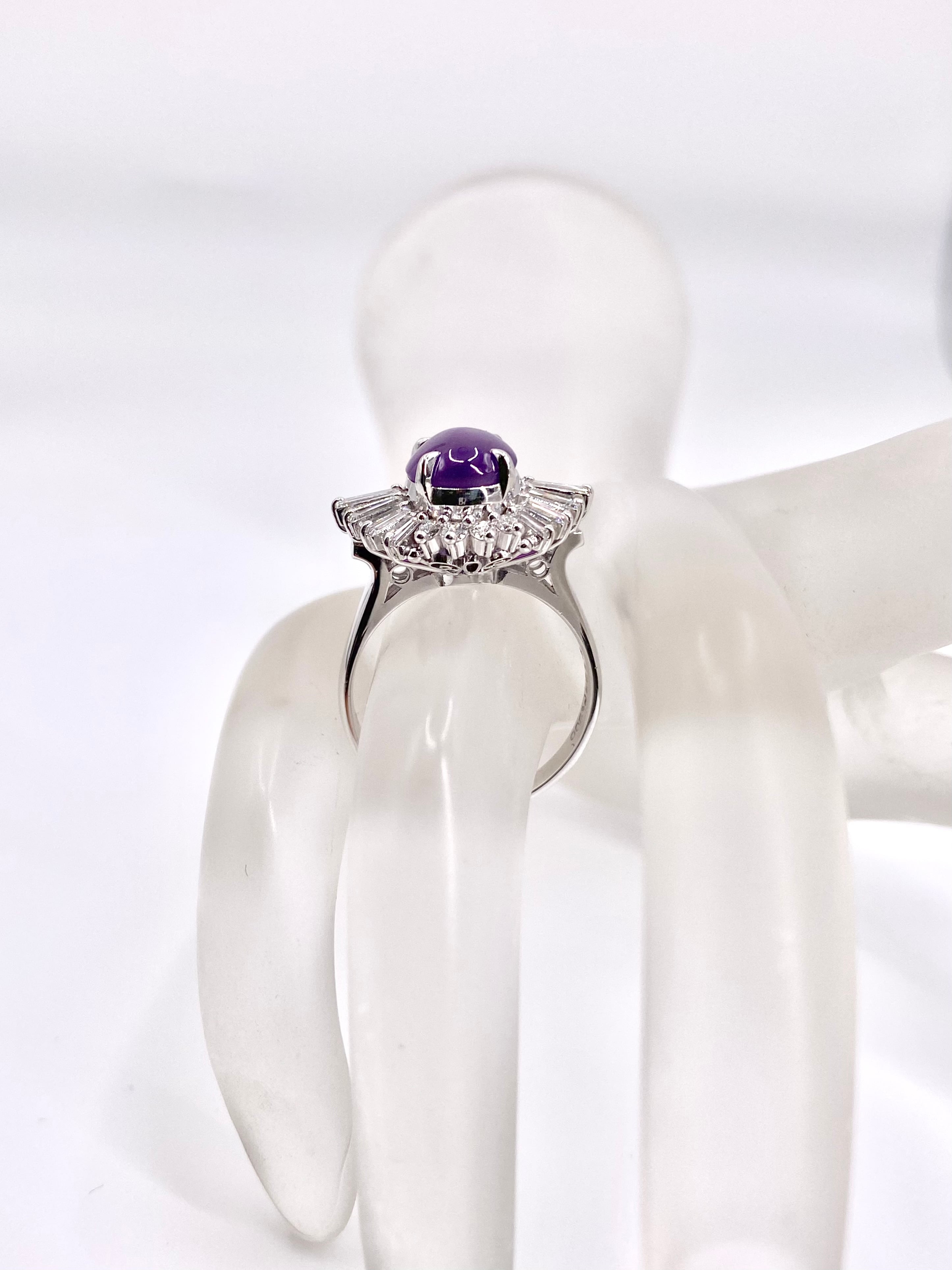 バイオレットスターサファイア 4.104ct / ダイヤモンド 計0.98ct Pt900