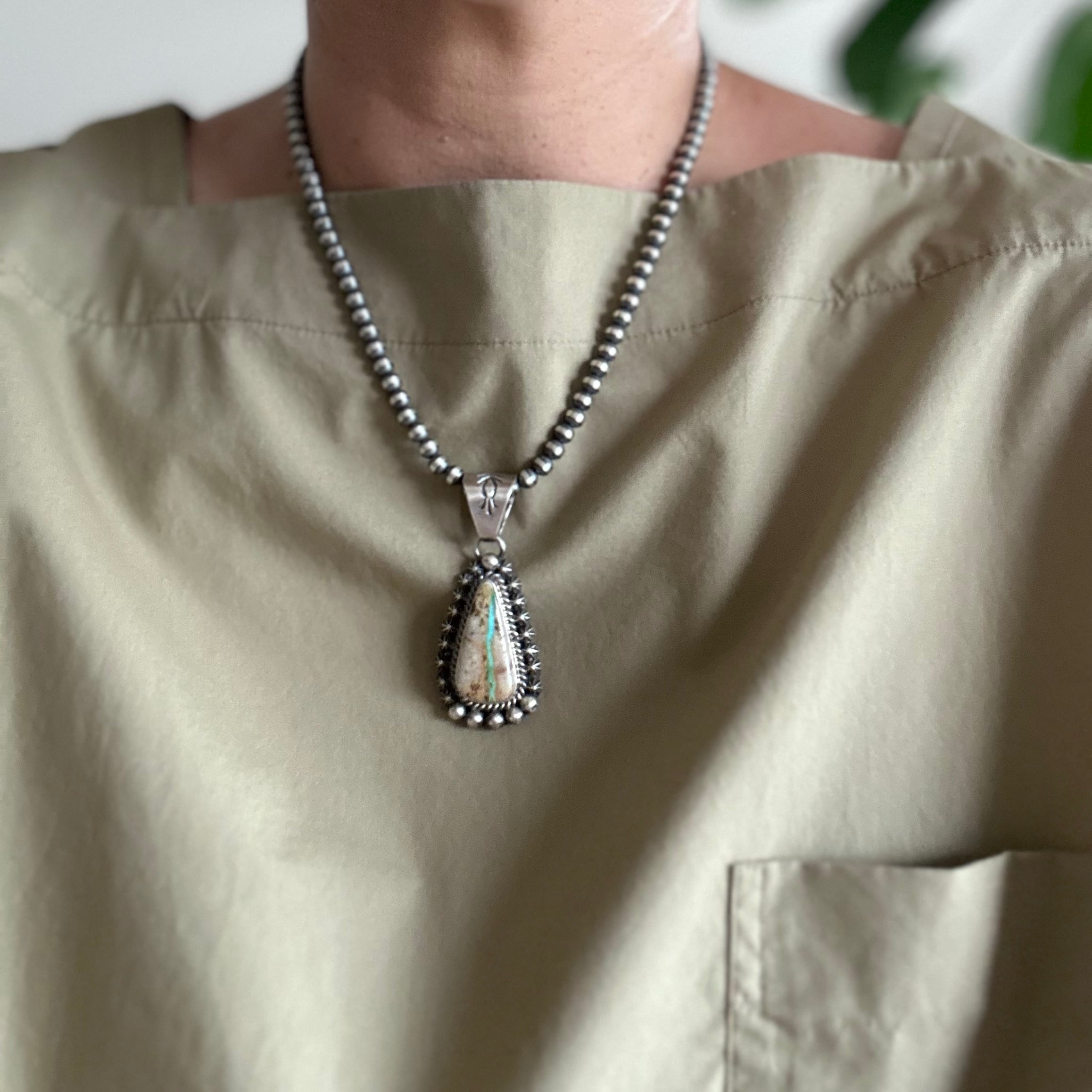 5㍉45㌢ いぶし Navajo Pearl Necklace ナバホパールネックレス 5㍉45㌢ いぶし Navajo Pearl Necklace ナバホパールネックレス