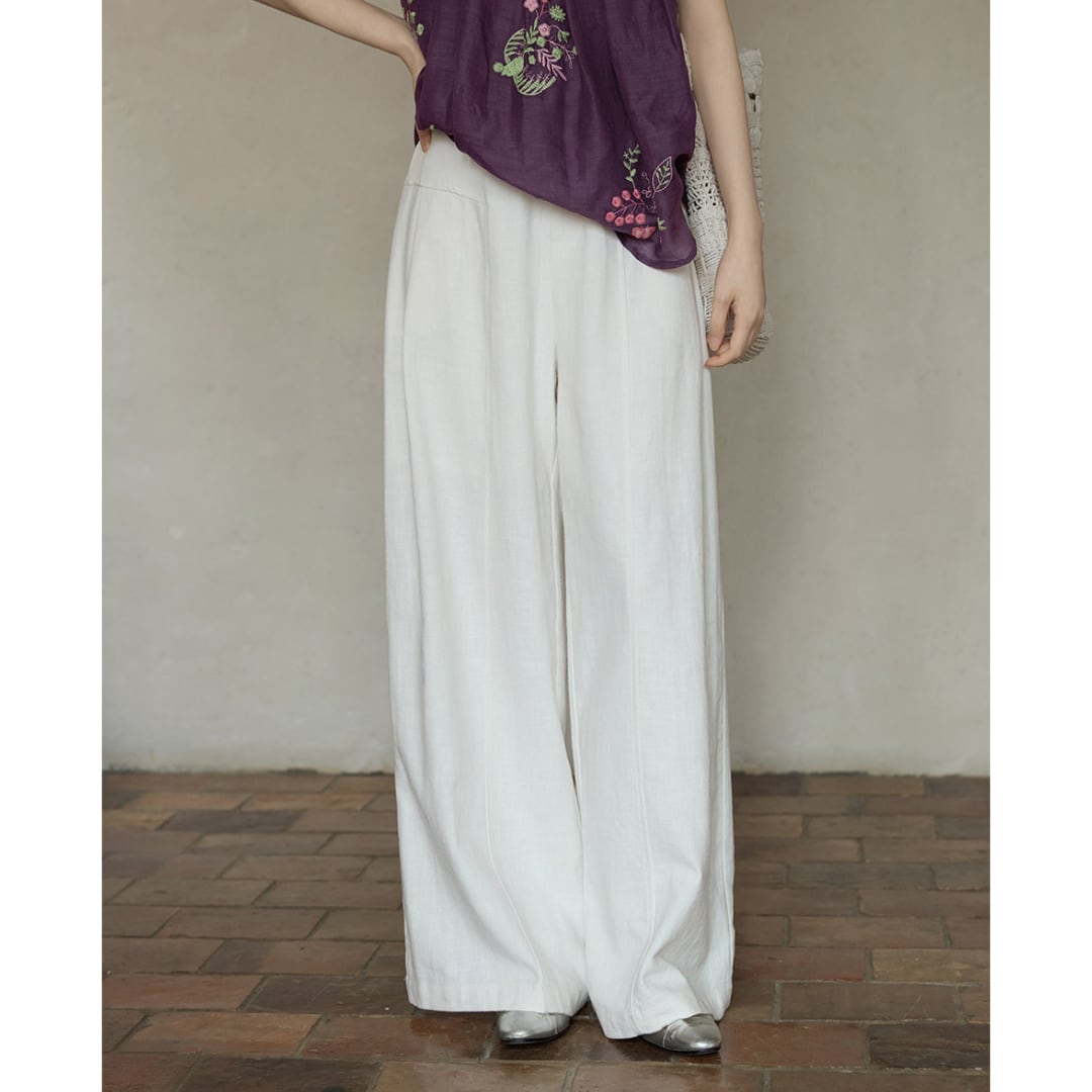linen cotton wide pants