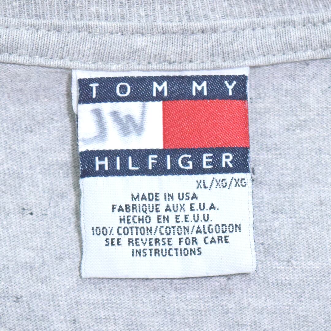 90s トミーヒルフィガー USA製 ロゴプリント Tシャツ 霜降りグレー
