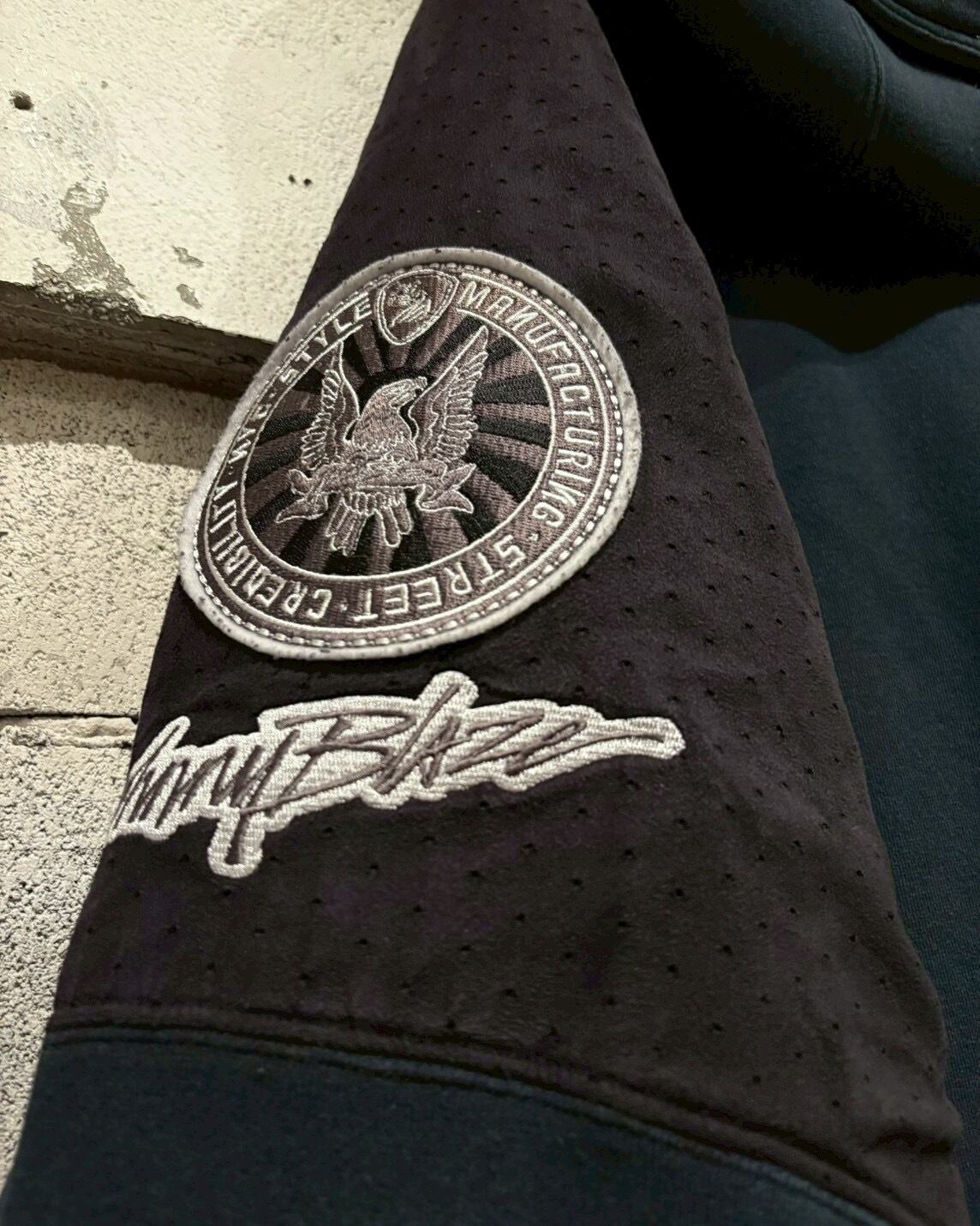 Caka otto】“JOHNNY BLAZE” Punching Faux Suede Switching Design