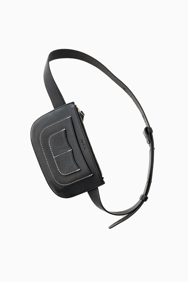 agnès b. VOYAGE BLACK LEATHER BELT HOLSTER POUCH