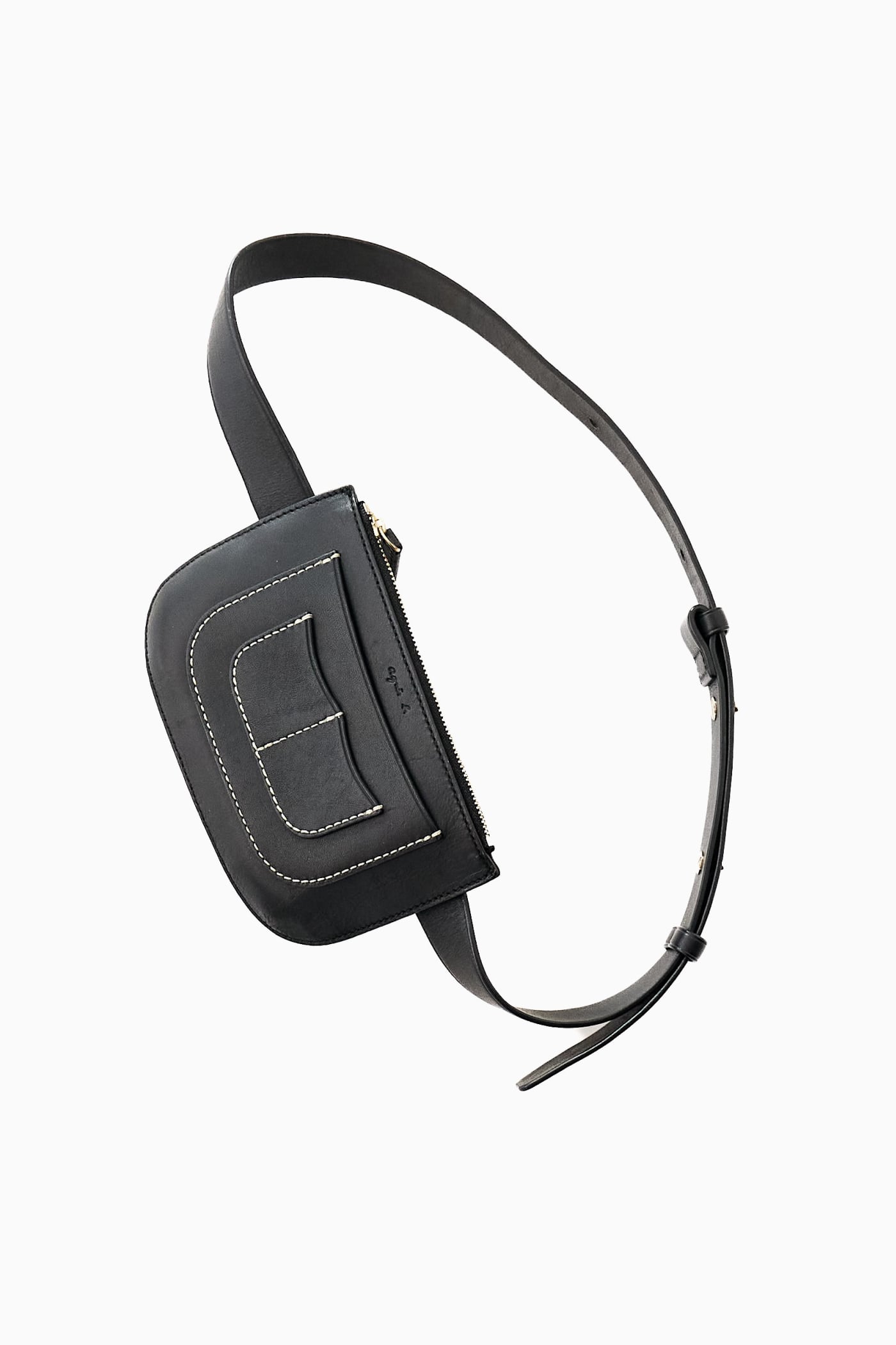 agnès b. VOYAGE BLACK LEATHER BELT HOLSTER POUCH