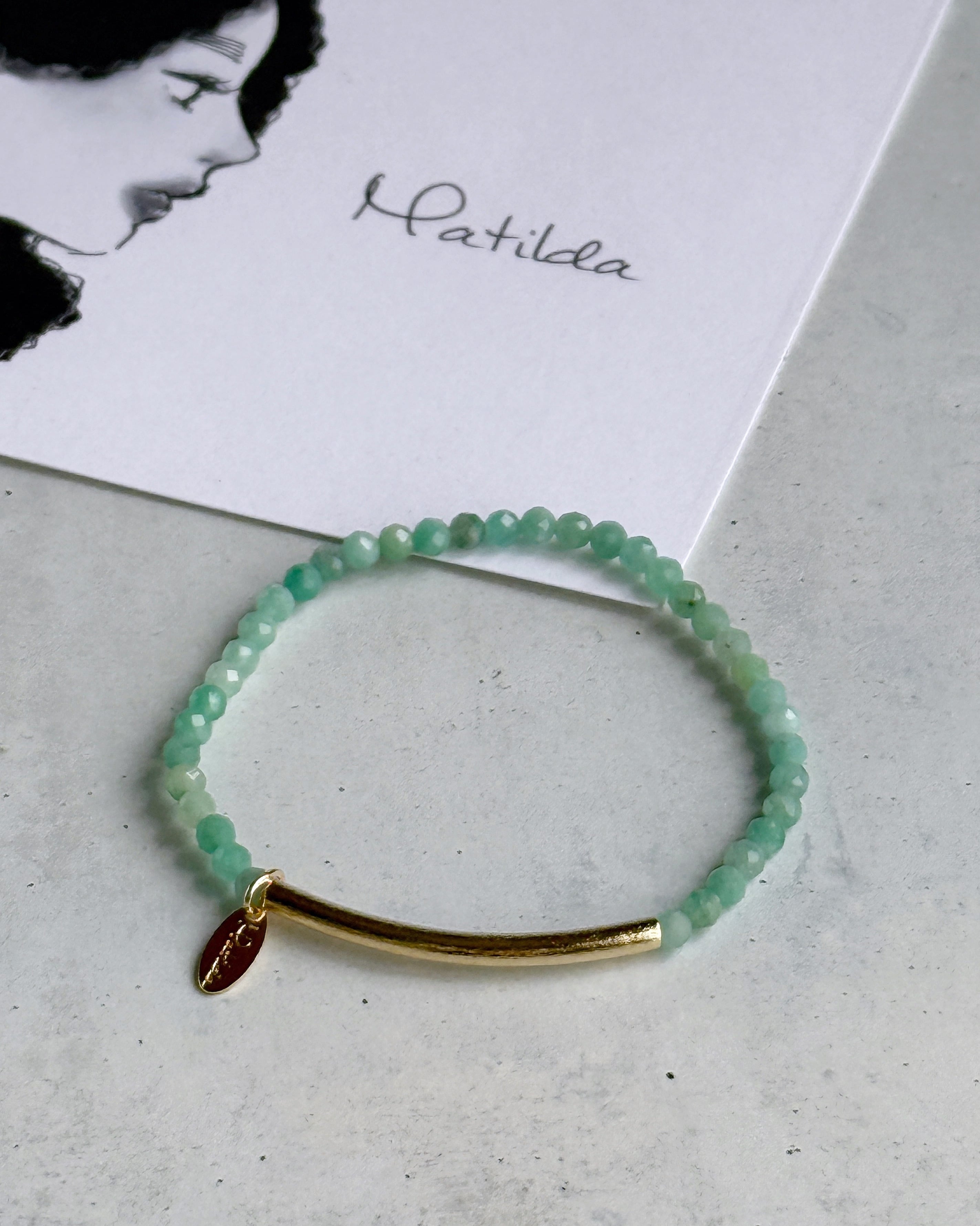 【再販】Tube & stone bracelet(エメラルド)