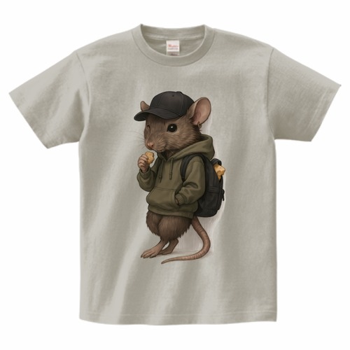おしゃれクマネズミTシャツ[シルバーグレー]