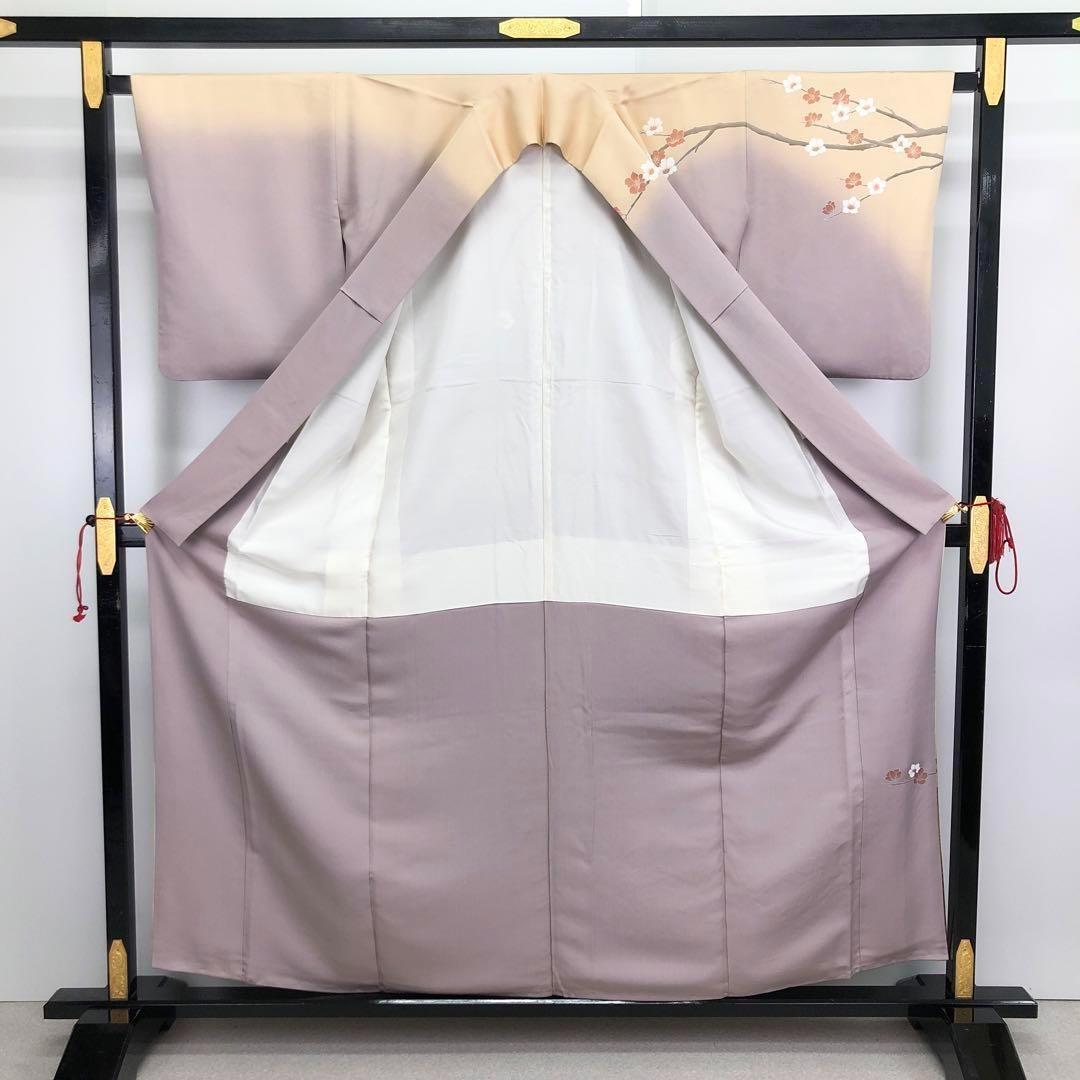 訪問着 作家物 美しい友禅 花模様 牡丹 梅 金銀通し 淡藤色 K 訪問着 作家物 美しい友禅 花模様 牡丹 梅 金銀通し 淡藤色 K