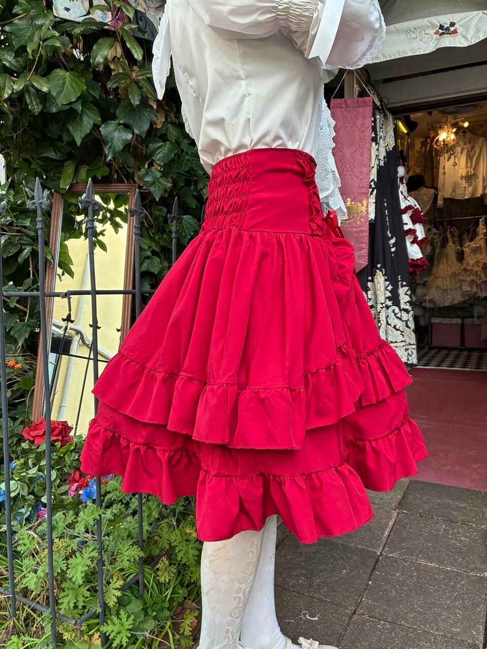 フリルスカート フリルと編み上げのソフトシャーリングコルセット