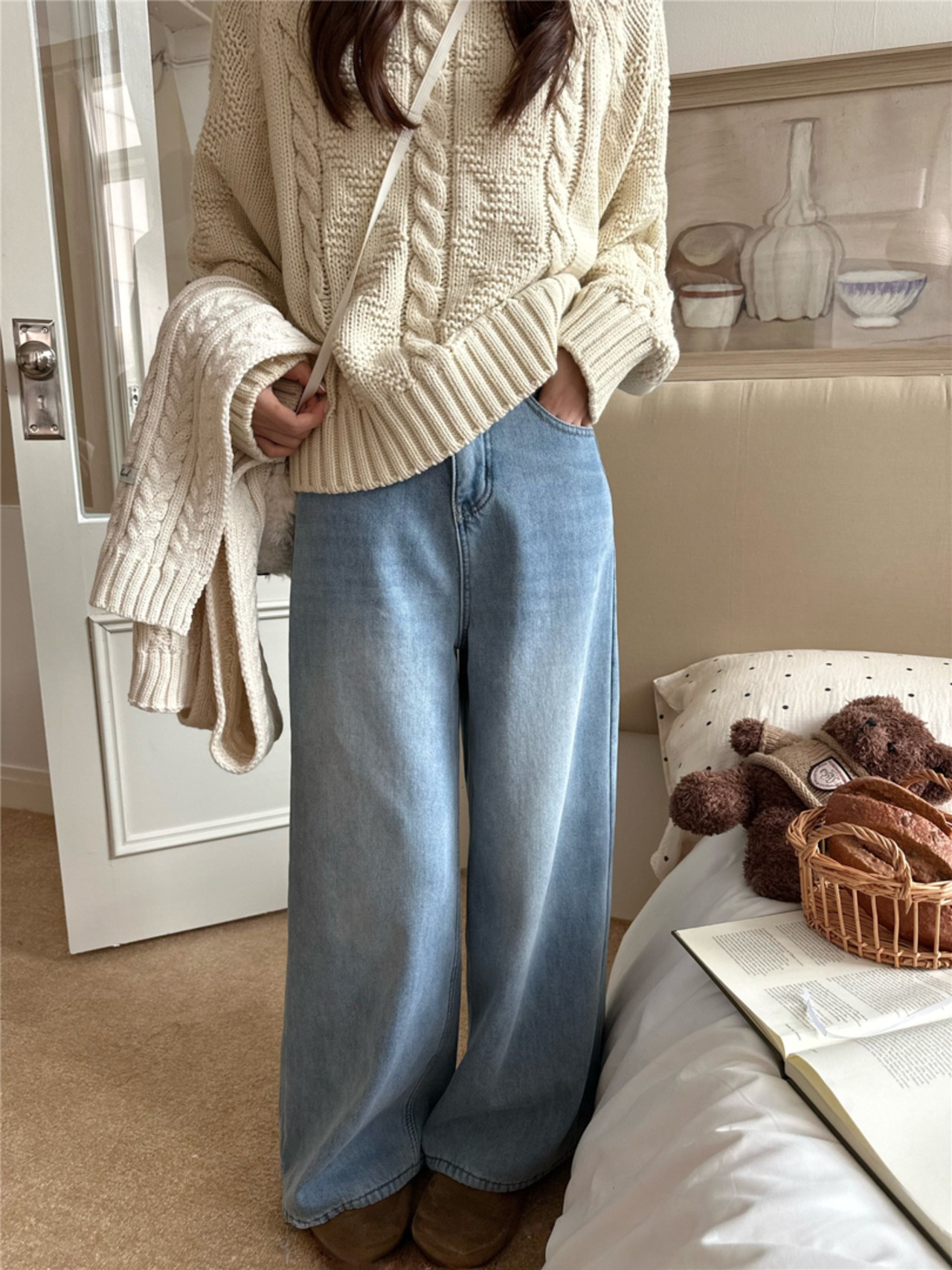 裏起毛フレアワイドジーンズ LK1782