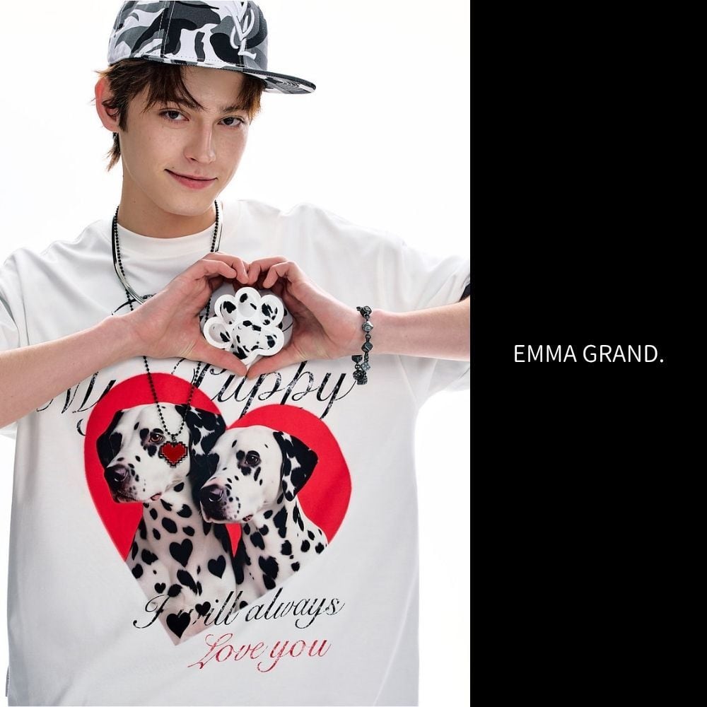 ダルメシアンの立体肉球ワッペンTシャツ E00671 | EMMA GRAND.