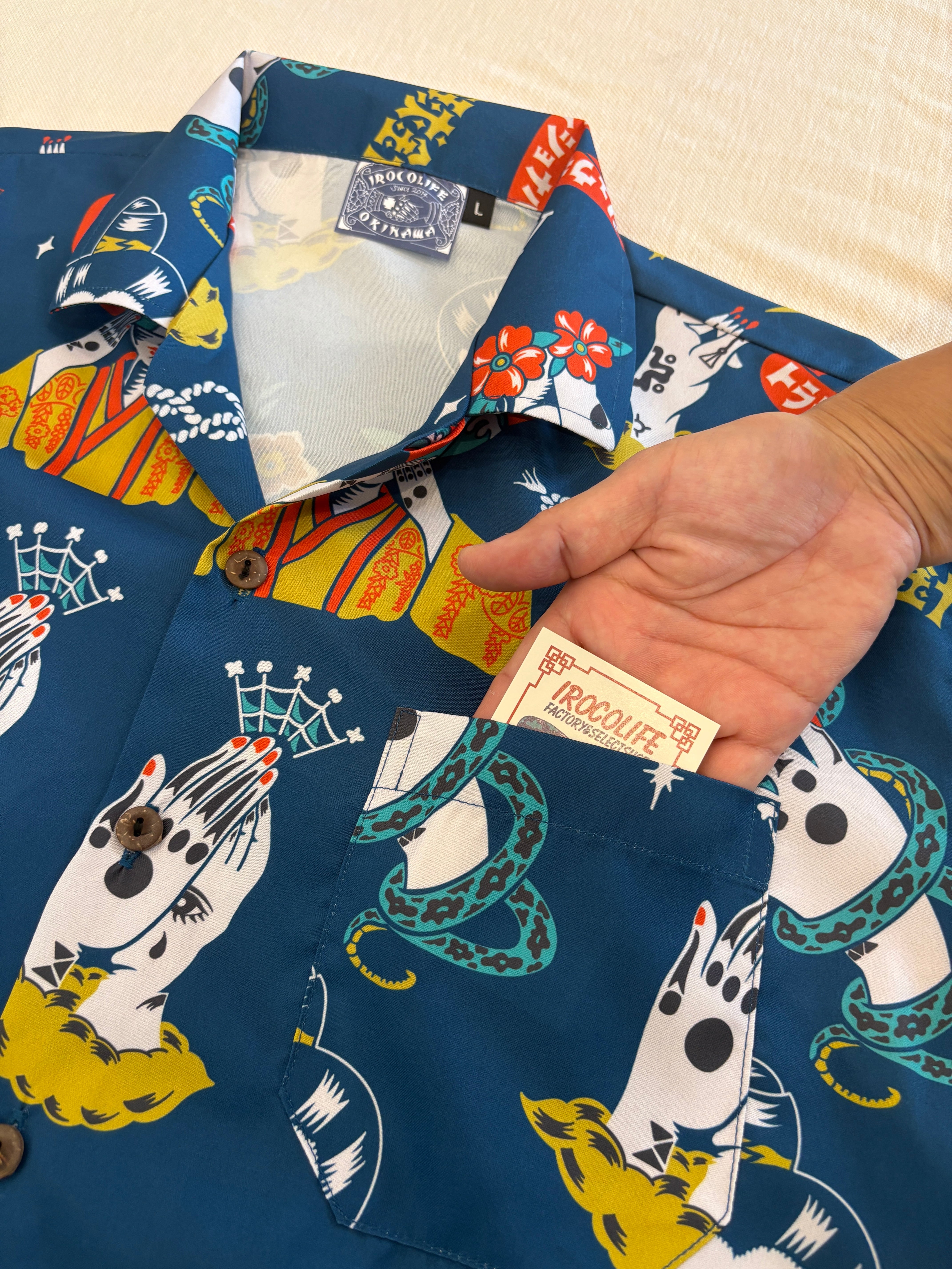 琉球針突（ハジチ）COLORロングアロハシャツ | 沖縄のセレクトショップ