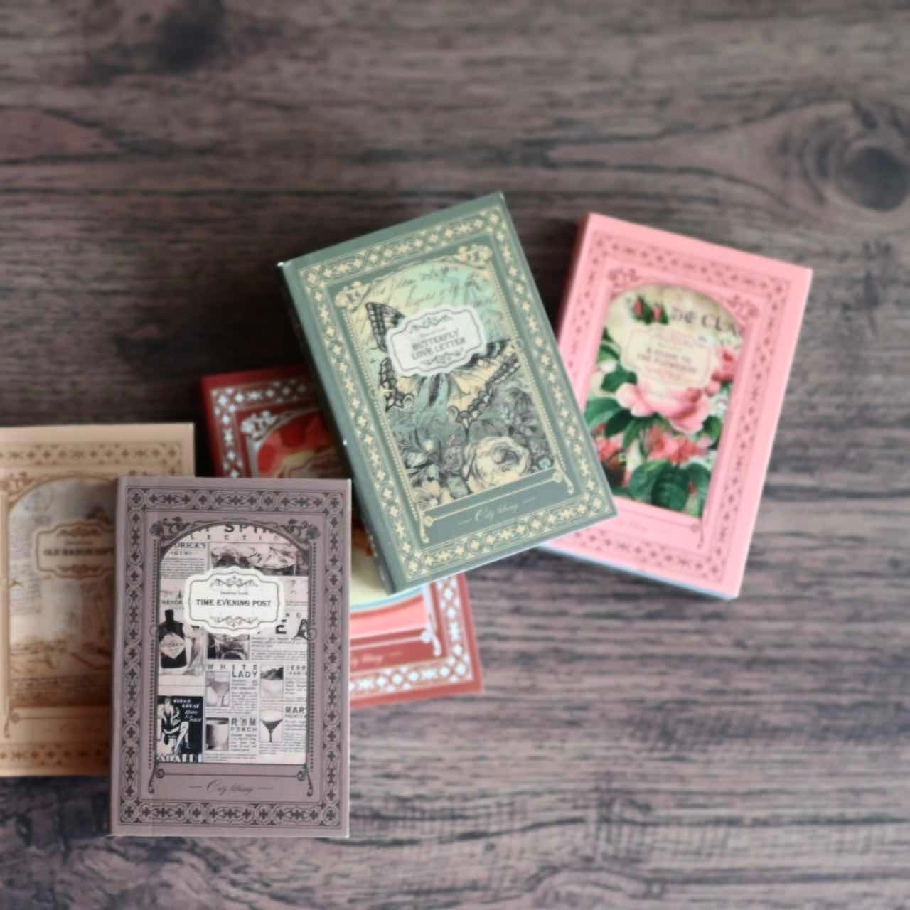 【 8/8 再入荷 】アンティークペーパー ミニブック|ヴィンテージカラー 植物 お菓子 紙もの レトロ 雑貨屋