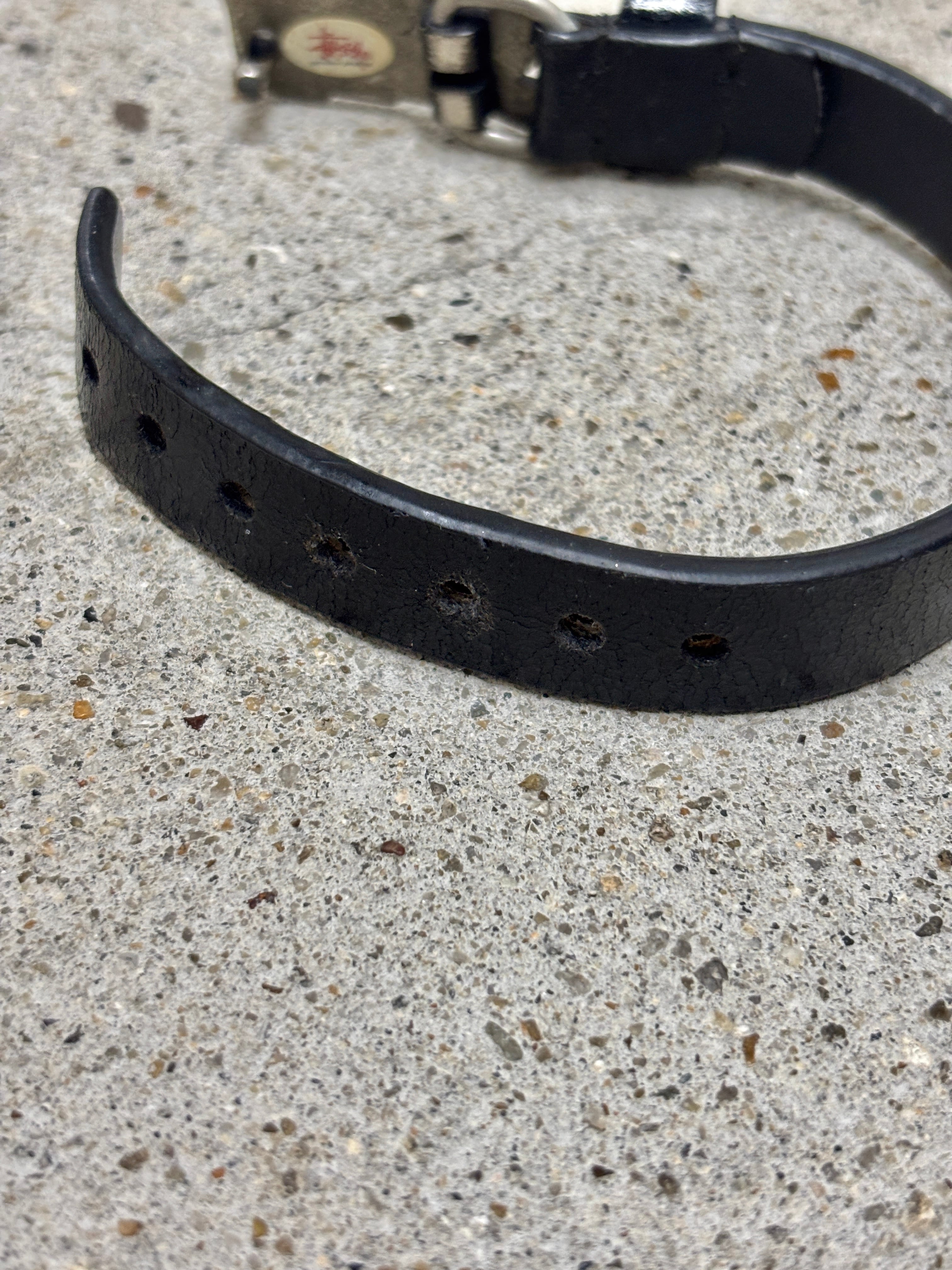 00s OLD STUSSY/Leather Bracelet/レザ－ブレスレット/ロゴバックル
