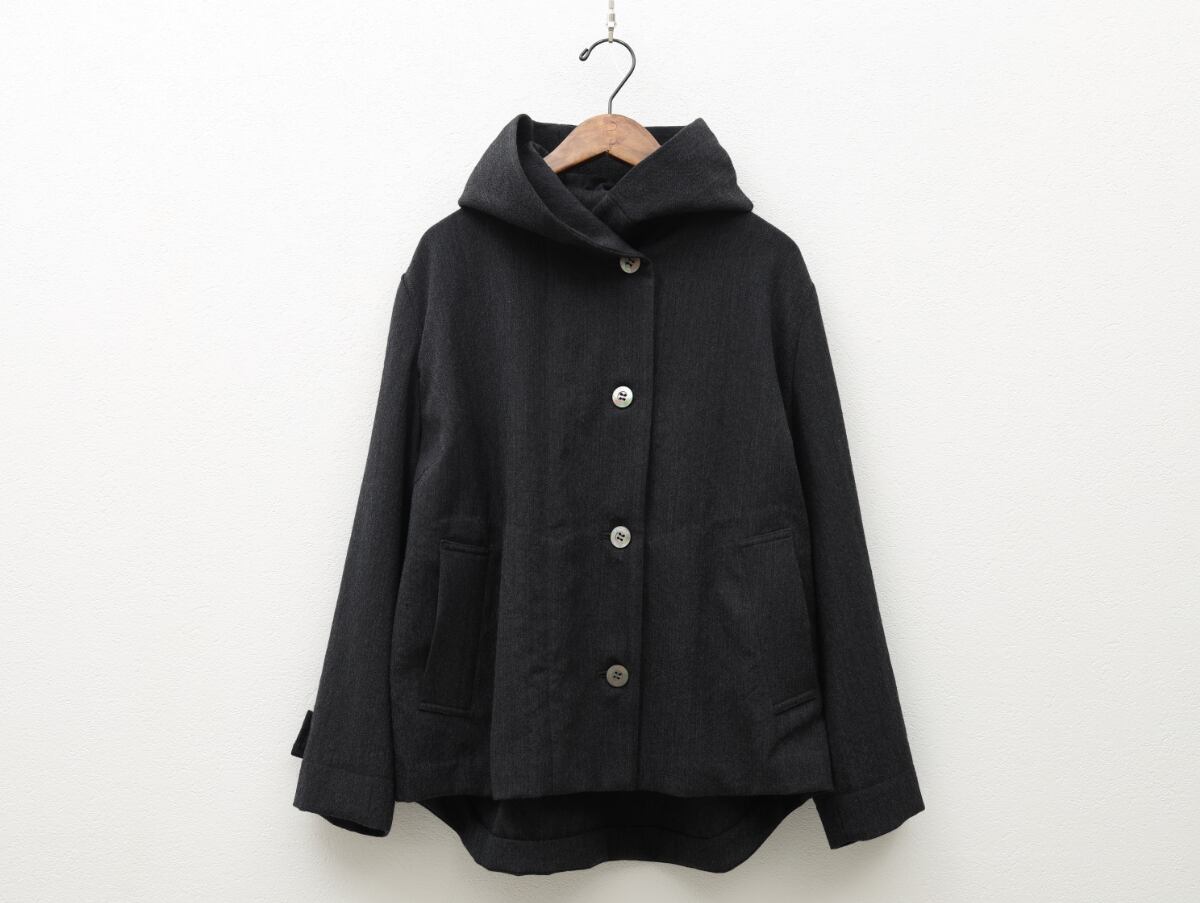 ウールトップヘリンボンのVネックコート COL/ダークグレー | 「日々