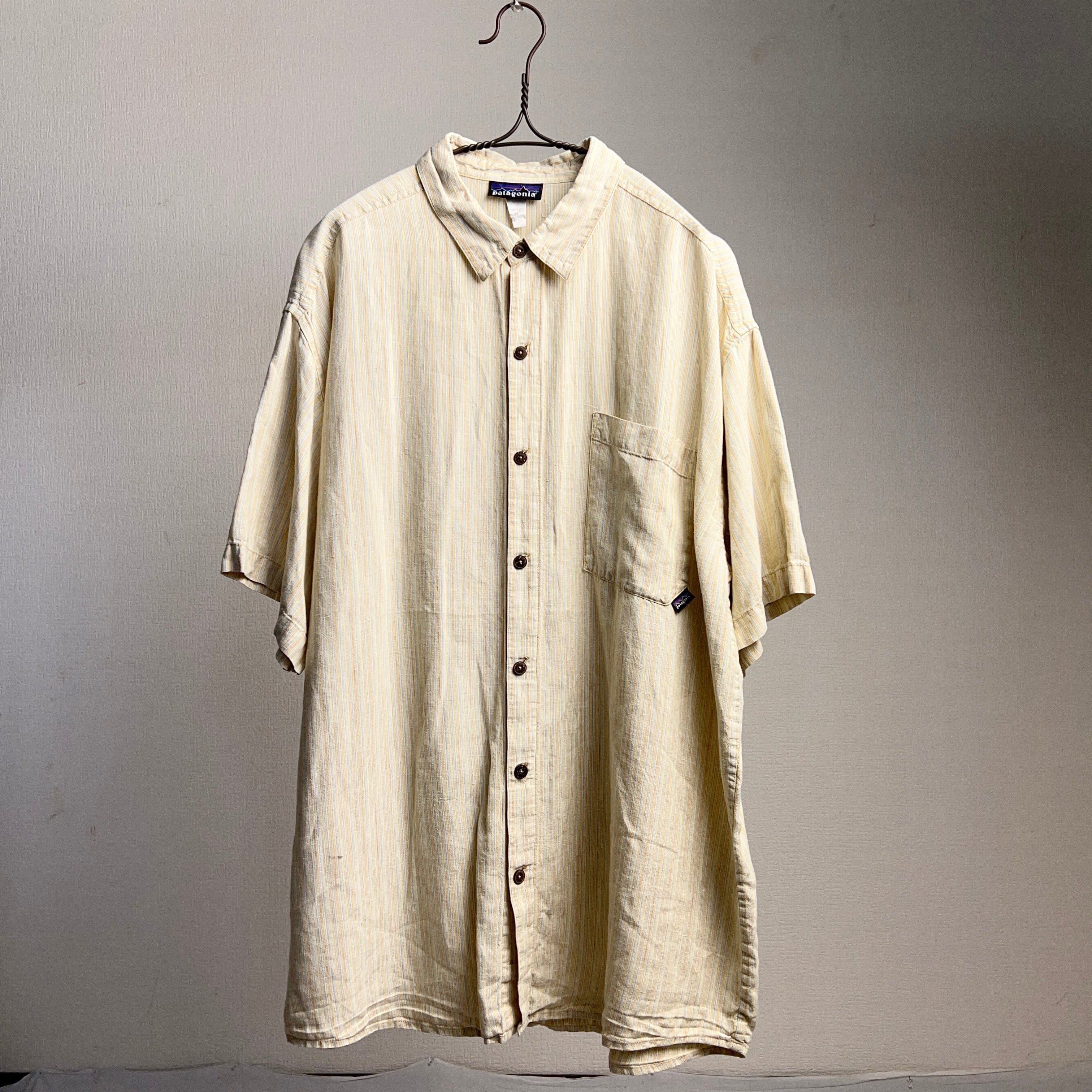 “Patagonia” HEMP STRIPE SHIRT パタゴニア リネンシャツ オーガニック ストライプ【0801A24】【ネコポス発送可能】