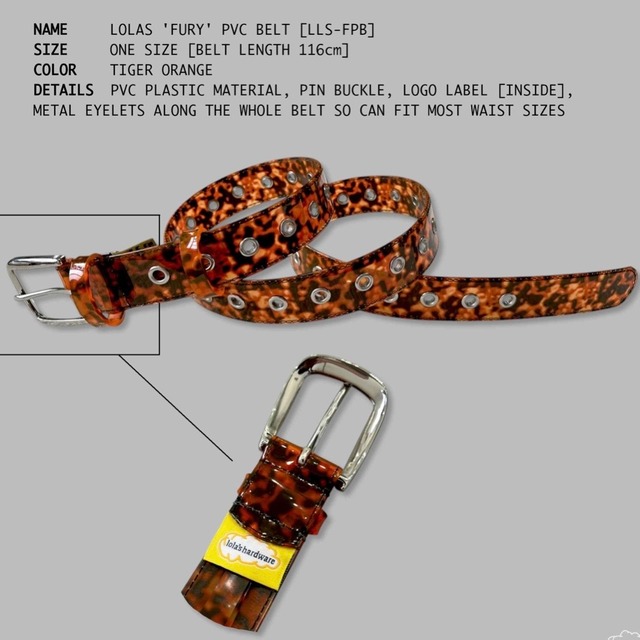lolas hardware / FURY PVC BELT / tiger orange / ベルト