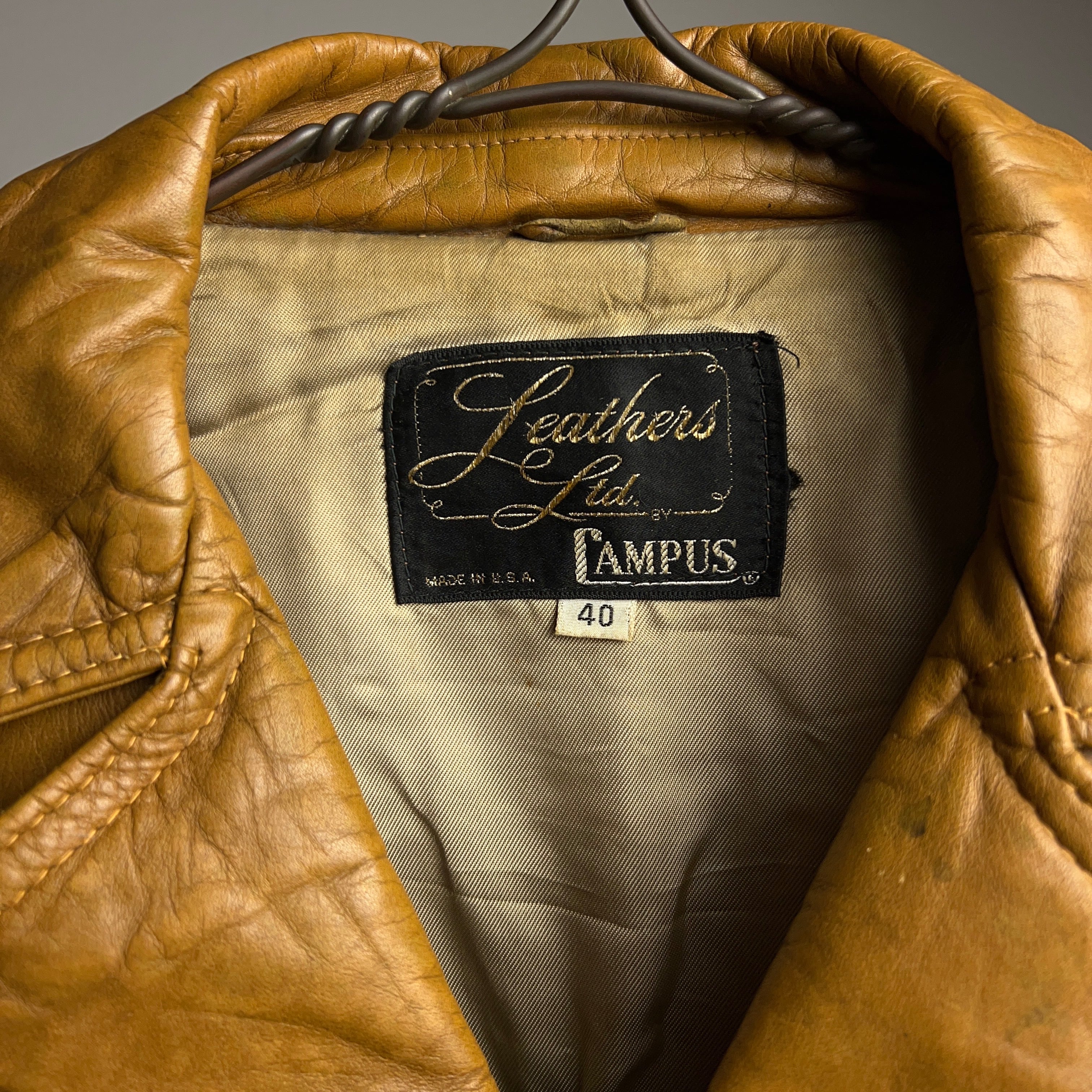 70s vintage leather jacketトラッカージャケット-