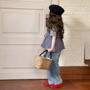 夏チェック柄レイヤードベスト