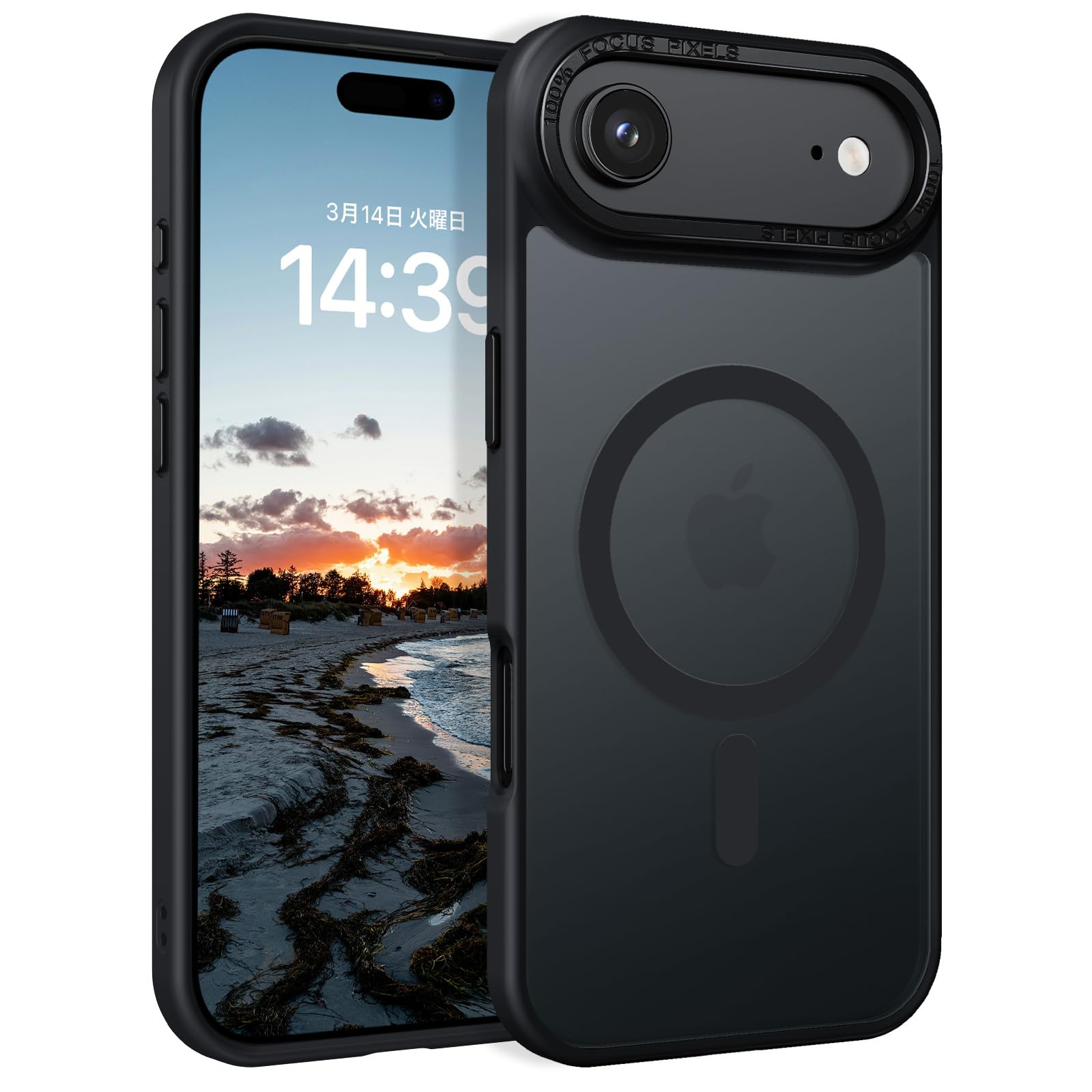 BENTOBEN iPhone Air対応 ケース MagSafe対応 ワイヤレス充電 耐衝撃 米軍MIL規格 マット 半透明 マグネット搭載 ストラップホール付き 指紋防止 黄変防止 耐久性 iPhoneAir対応 ケース カバー ブラック