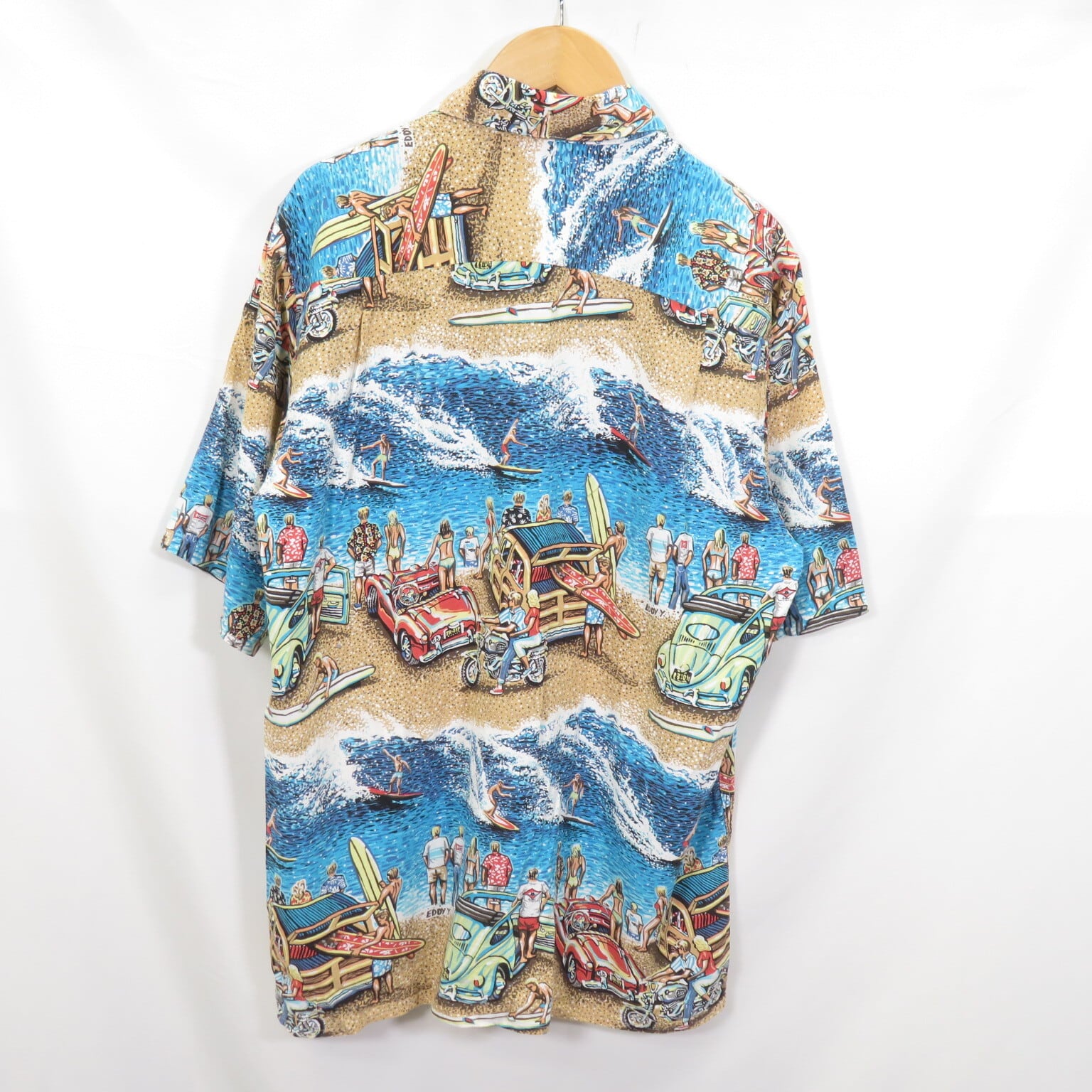 ハワイ製 reyn spooner ART OF EDDY Y サーフィン風景柄 レーヨン
