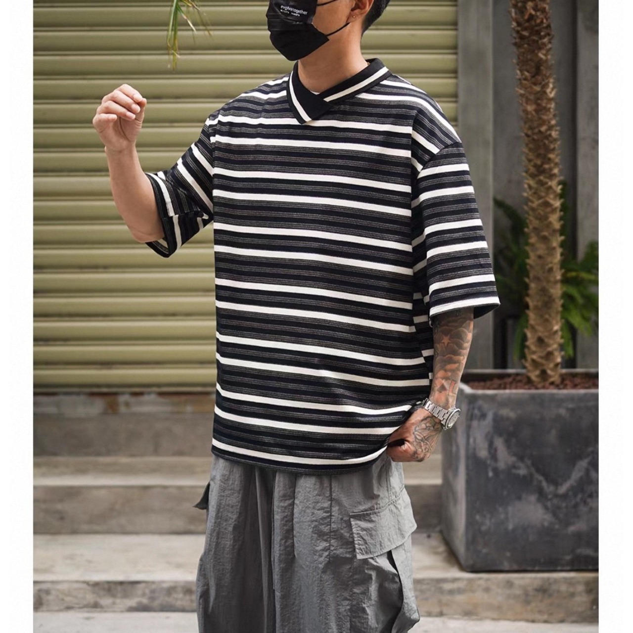 Layered look striped tee 1490 - 9