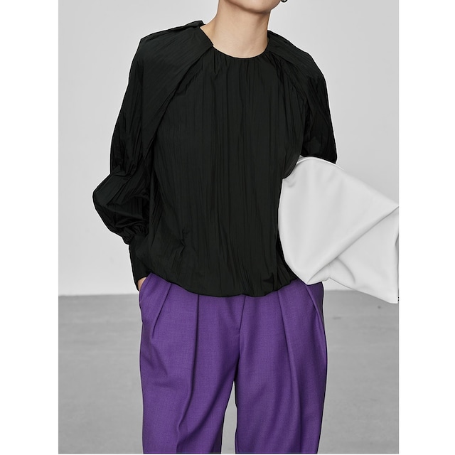 wrinkled shoulder design tops(2color)<t1417>