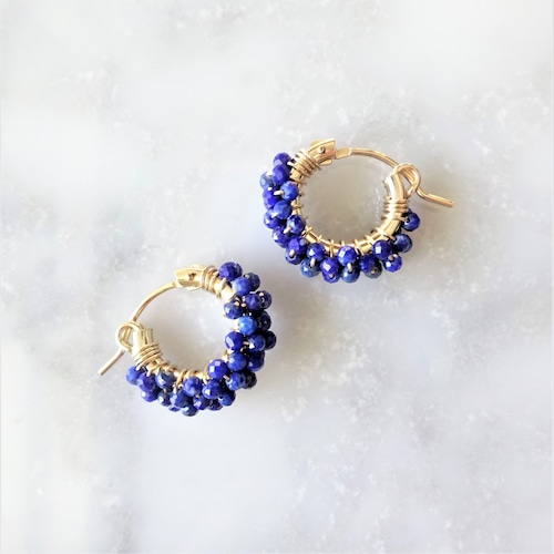 送料無料14kgf Lapislazuri pavé earring / pierced earring