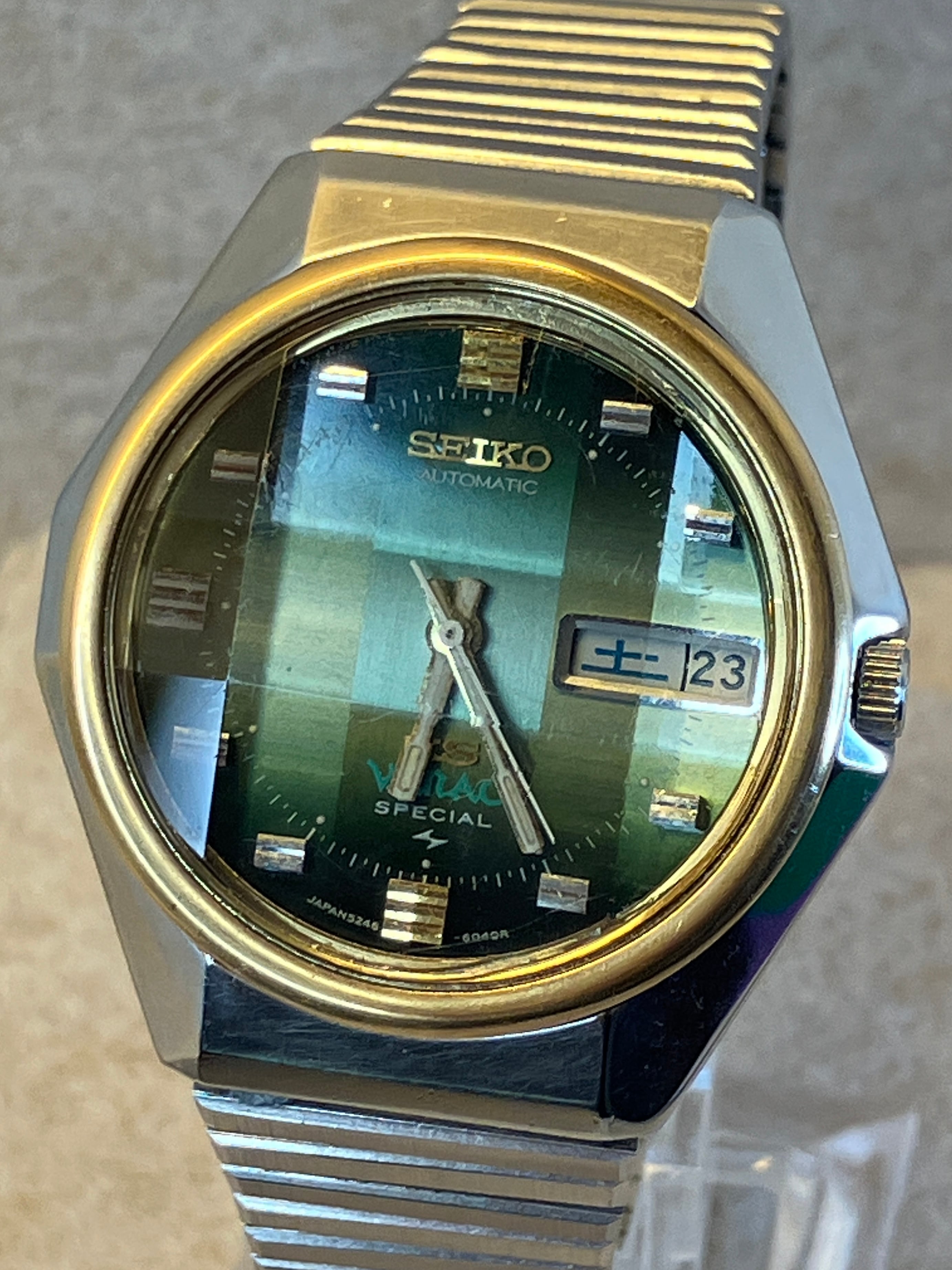 1972年3月製】KING SEIKO VANAC 5246-6030／自動巻き カット緑文字盤