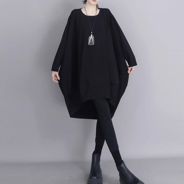 長袖 ゆったり チューリップスタイルワンピース 1color ON1006