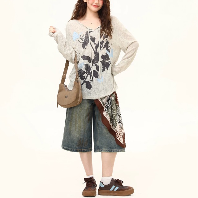 floral design loose top　フラワーデザインルーズトップス　J2179