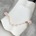 桜とクリスタルパールのシンプルストールクリップ　ストール留め