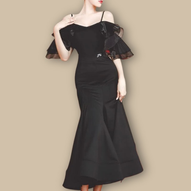 ディープスリット マーメイド エレガント ダンススカート 2col D00592