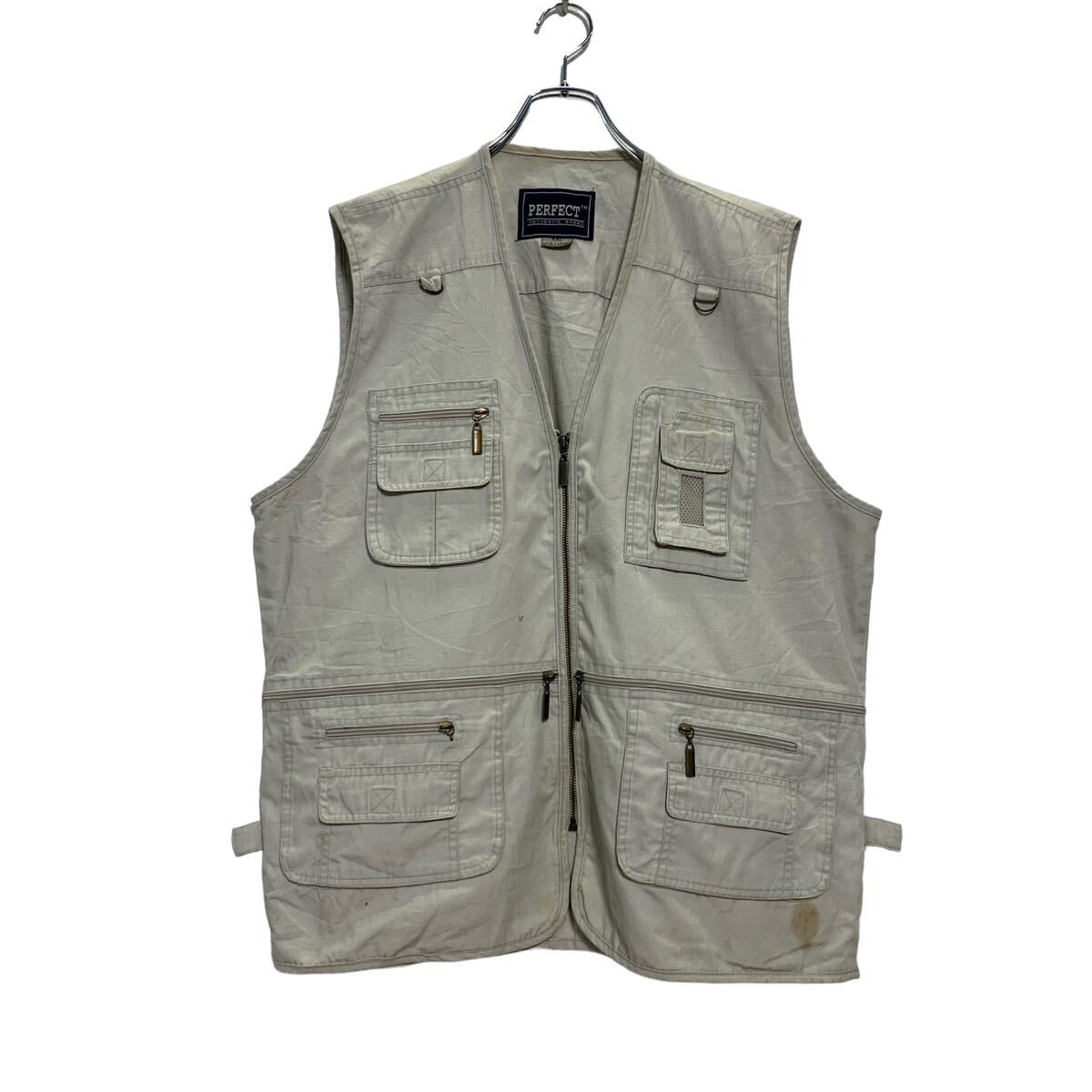 PERFECT フィッシングベスト 2XL ライトグレー ビッグサイズ マルチ