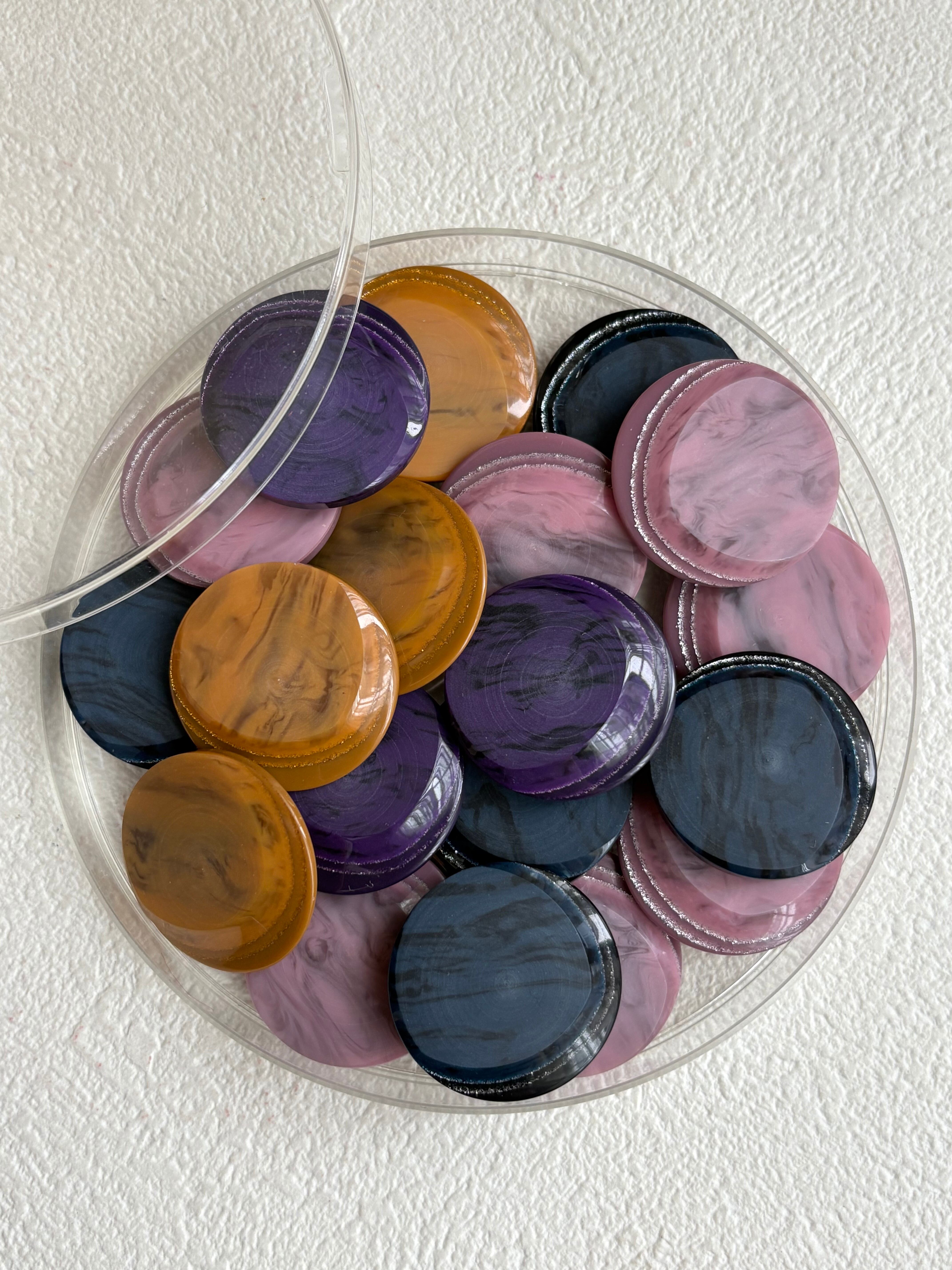 Japanese Vintage ボタン 22mm マーブル調 グリッター 昭和レトロ アクセサリーパーツ 装飾材 カルトナージュ