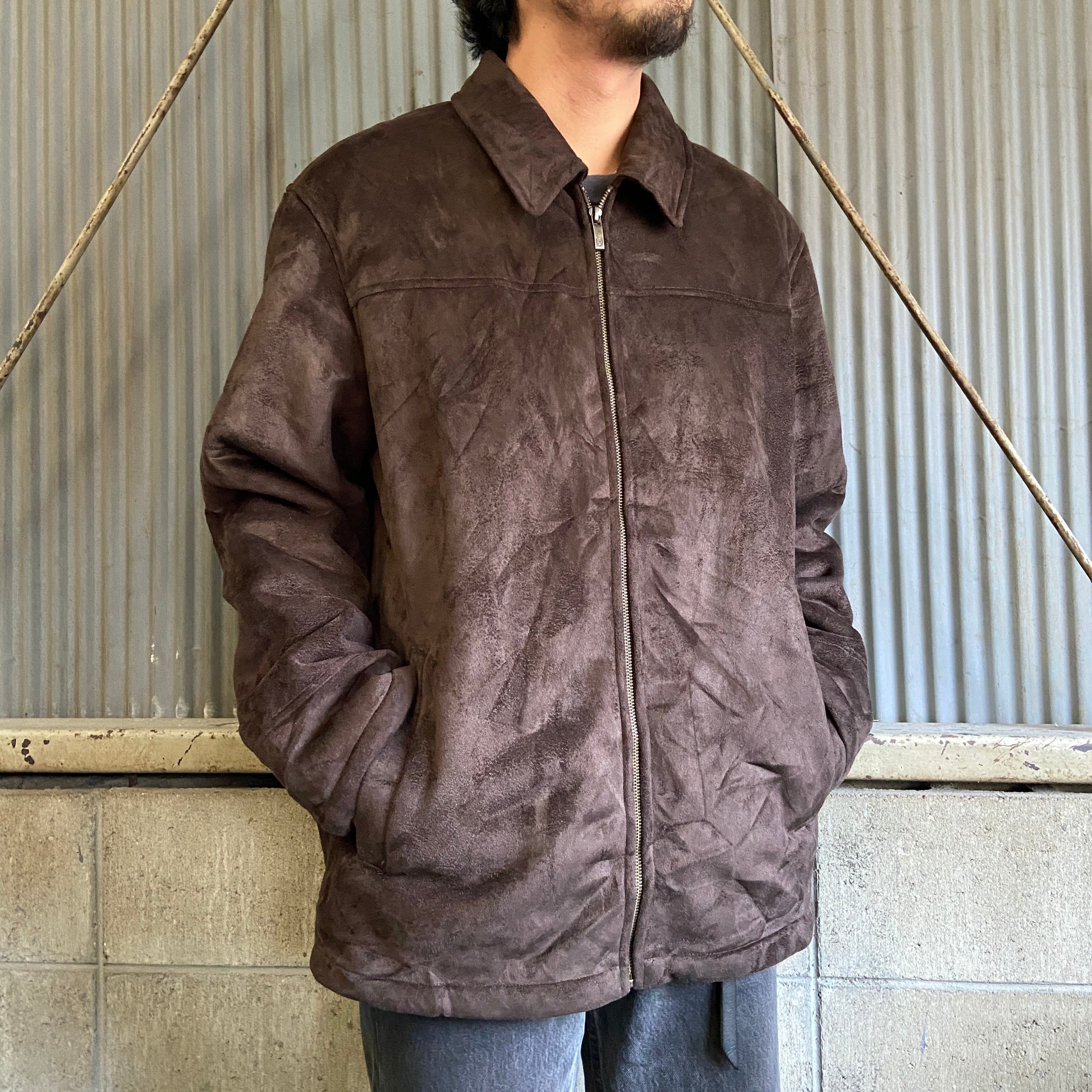 90年代 CHAPS チャップス フェイクスエード ボア フルジップジャケット 