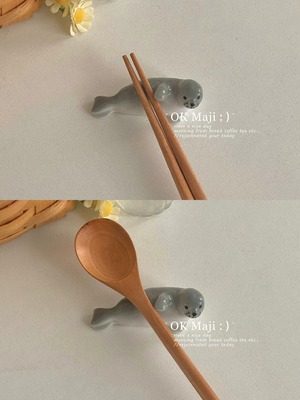 箸置き 2個セット アザラシ 陶器製 かわいい おしゃれ カトラリーレスト スプーン置き 箸枕 食器 卓上小物 シンプル 北欧風 キッチン雑貨 食卓 テーブルウェア 来客用 プレゼント 商品画像5