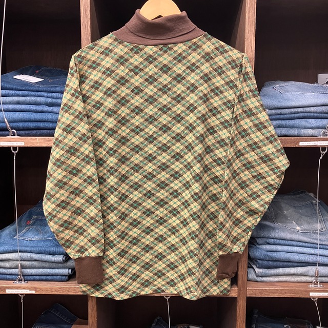 1970'S PAN KNIT JACQUARD CHECK CUT SEW