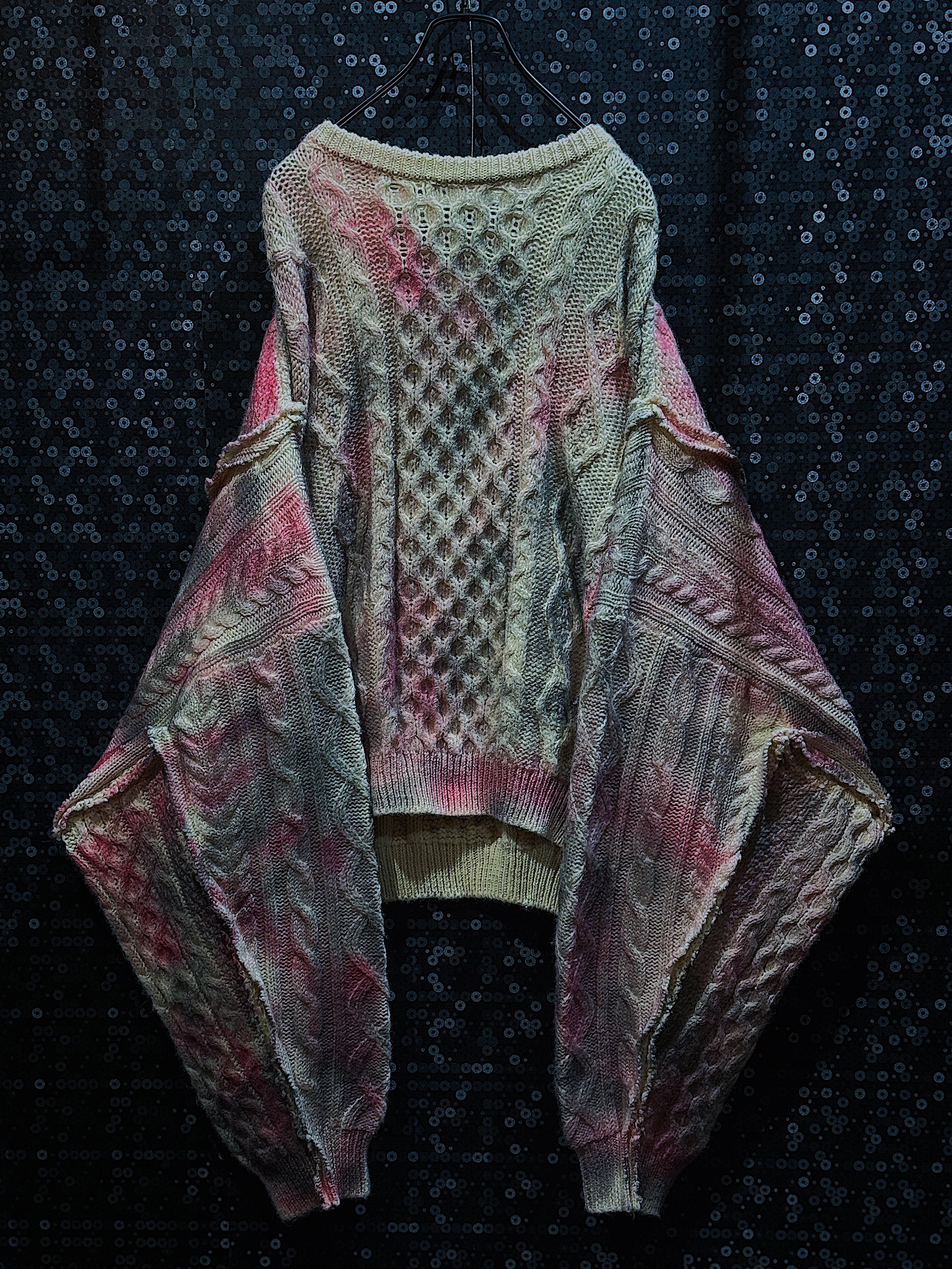 "再倖築"vintage fisherman docking custom spray paint pull over knit