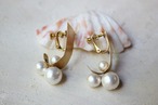 真鍮とコットンパールの大ぶりピアス＆イヤリング