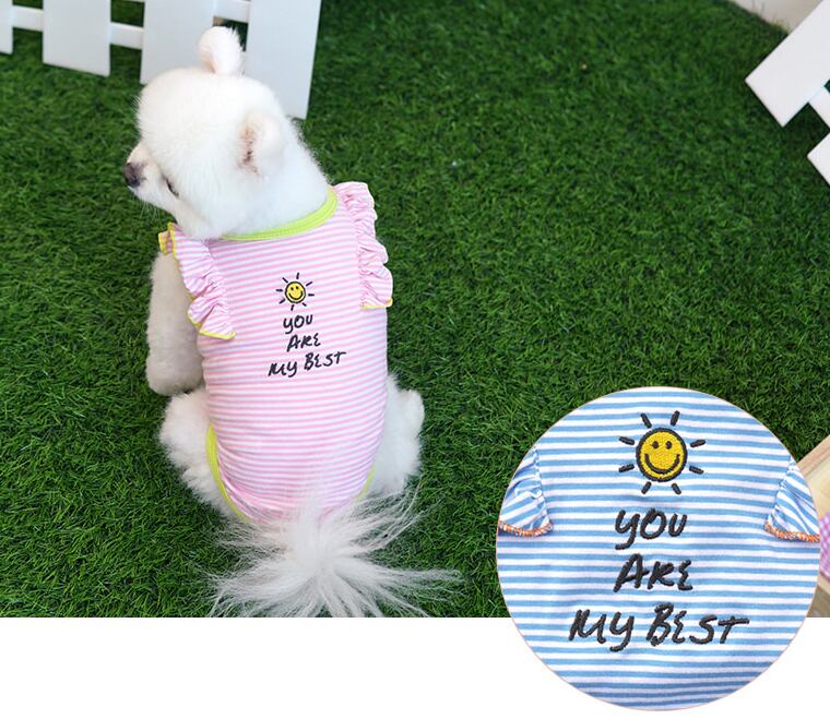 【SALE】sunny frill top S ~ XL 2color / 犬服 春夏 新作 袖なし トップス 可愛い ドッグウェア わんこ服 Tシャツ