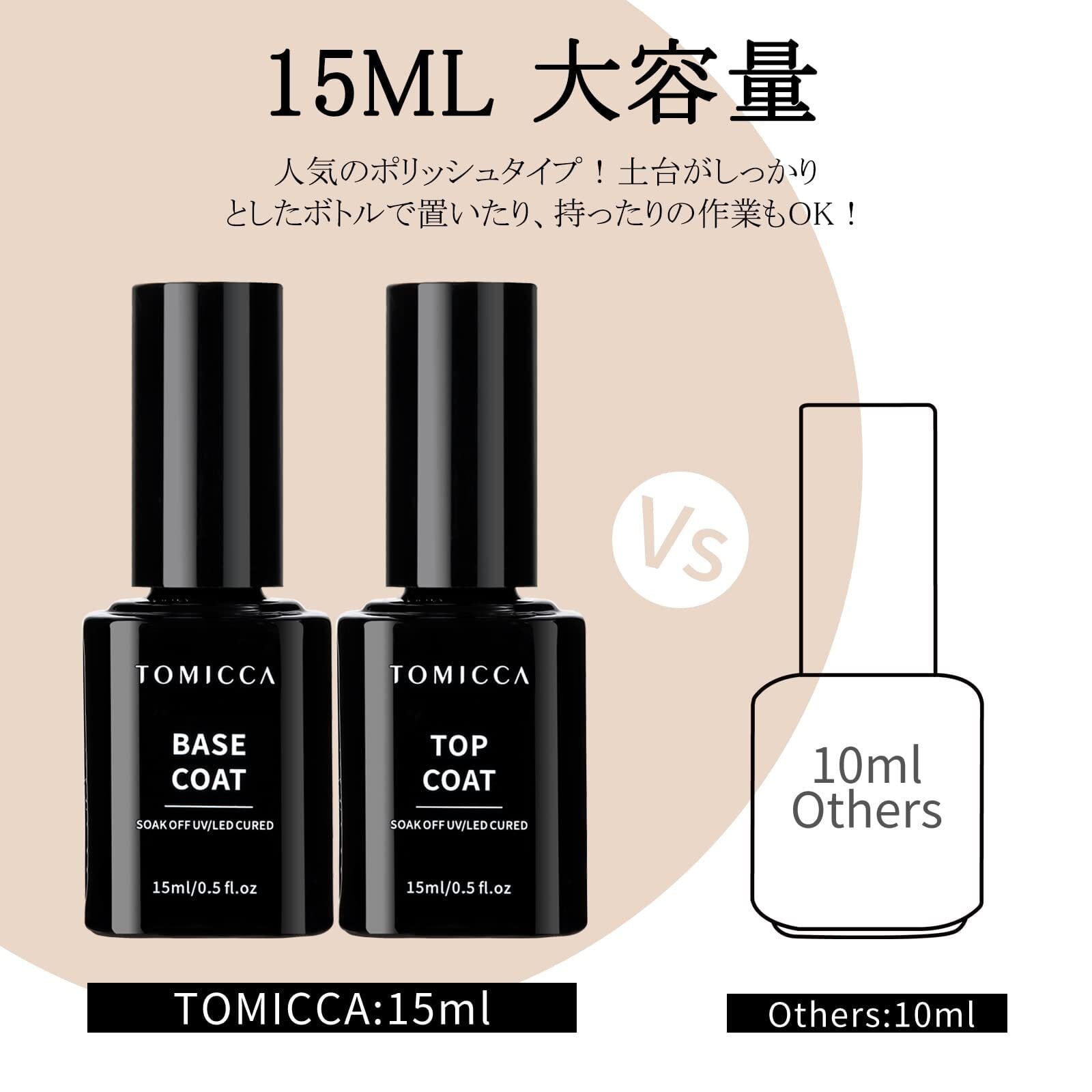TOMICCA ジェルネイル トップコート ベースコート 15ml 2本セット
