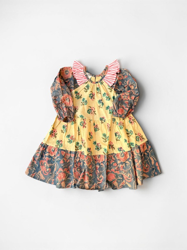 Ruffled Side Neck Raglan Dress-Blue Mixed-【saruche】