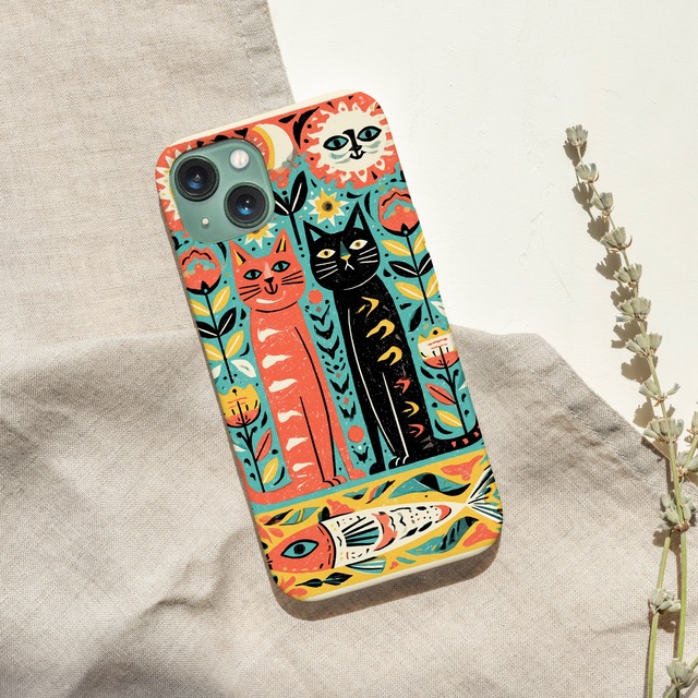 受注生産 iPhoneケース 縦長トーテムのサイケ民芸｜フォークアート PSYF041A