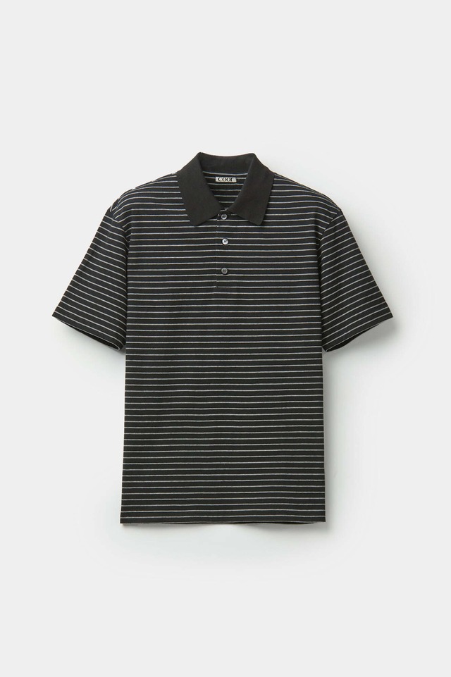 [COOR] Oversized Striped Polo Shirt (Black) 正規品 韓国ブランド 韓国通販 韓国代行 韓国ファッション クール クーア クアー COOR 日本 店舗