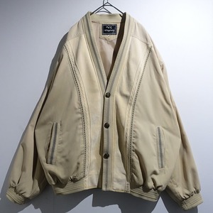 EURO “vesgioia” Beige Knit Faux Suede Switching Design Nylon Cardigan