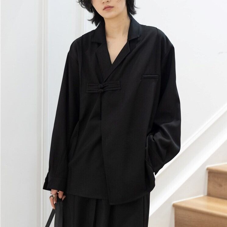 甚平風開襟ドレープシャツジャケット Ku Ae Style 甚平風開襟ドレープシャツジャケット Ku Ae Style